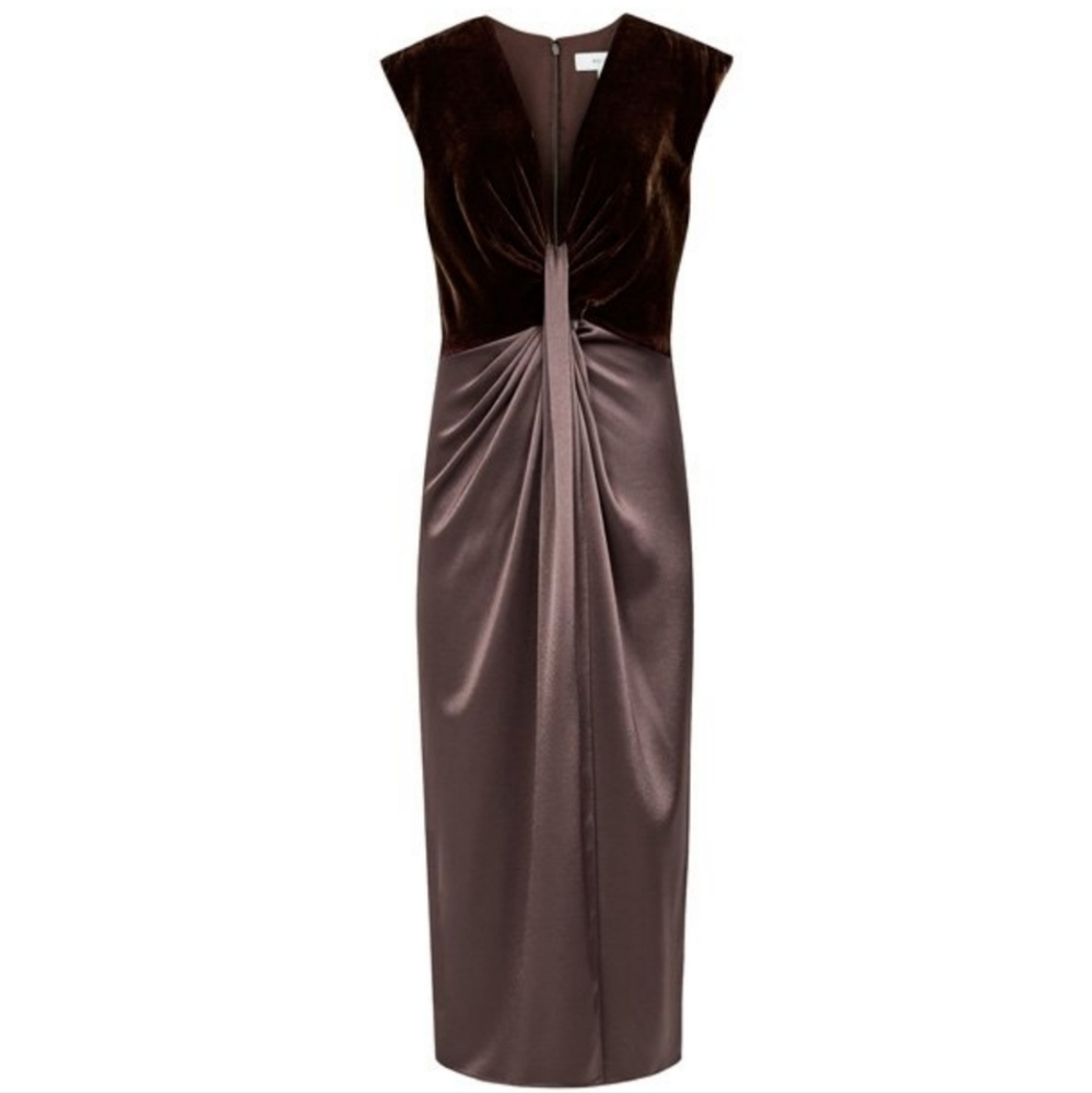 NWT REISS | Velvet & Satin Midi Dress - Picture 7 of 8